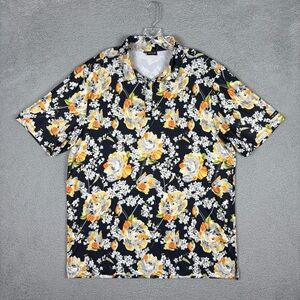 Bad Birdie Polo Shirt Mens 2XL Multicolor Floral Huntington